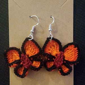 Hand Crocheted Butterfly Earrings