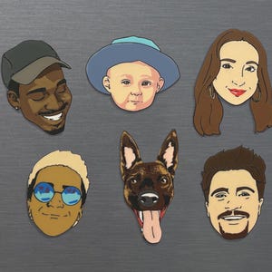 Custom Face Magnets: Hand-Drawn Portrait Gift