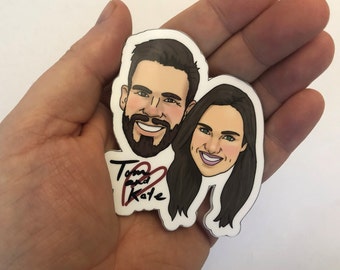 Face Magnets Custom Couples Portrait Magnets. Custom Illustrated Gift, Family Portrait, Funny Gift, Gag Gift