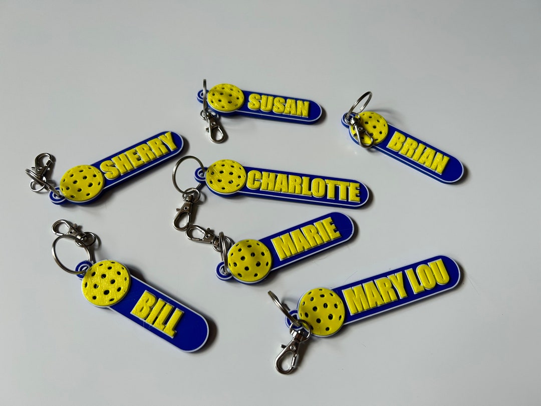 Pickleball Bag Tag or Keychain With Personalized Name, Luggage Tag