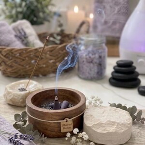 Natural Limestone Diffuser with Wood Base – Aromatherapy Stone for Essential Oils