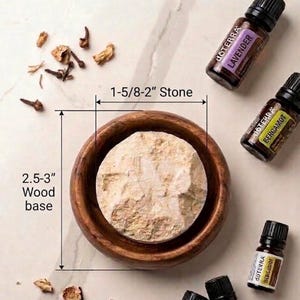 Natural Limestone Diffuser with Wood Base – Aromatherapy Stone for Essential Oils