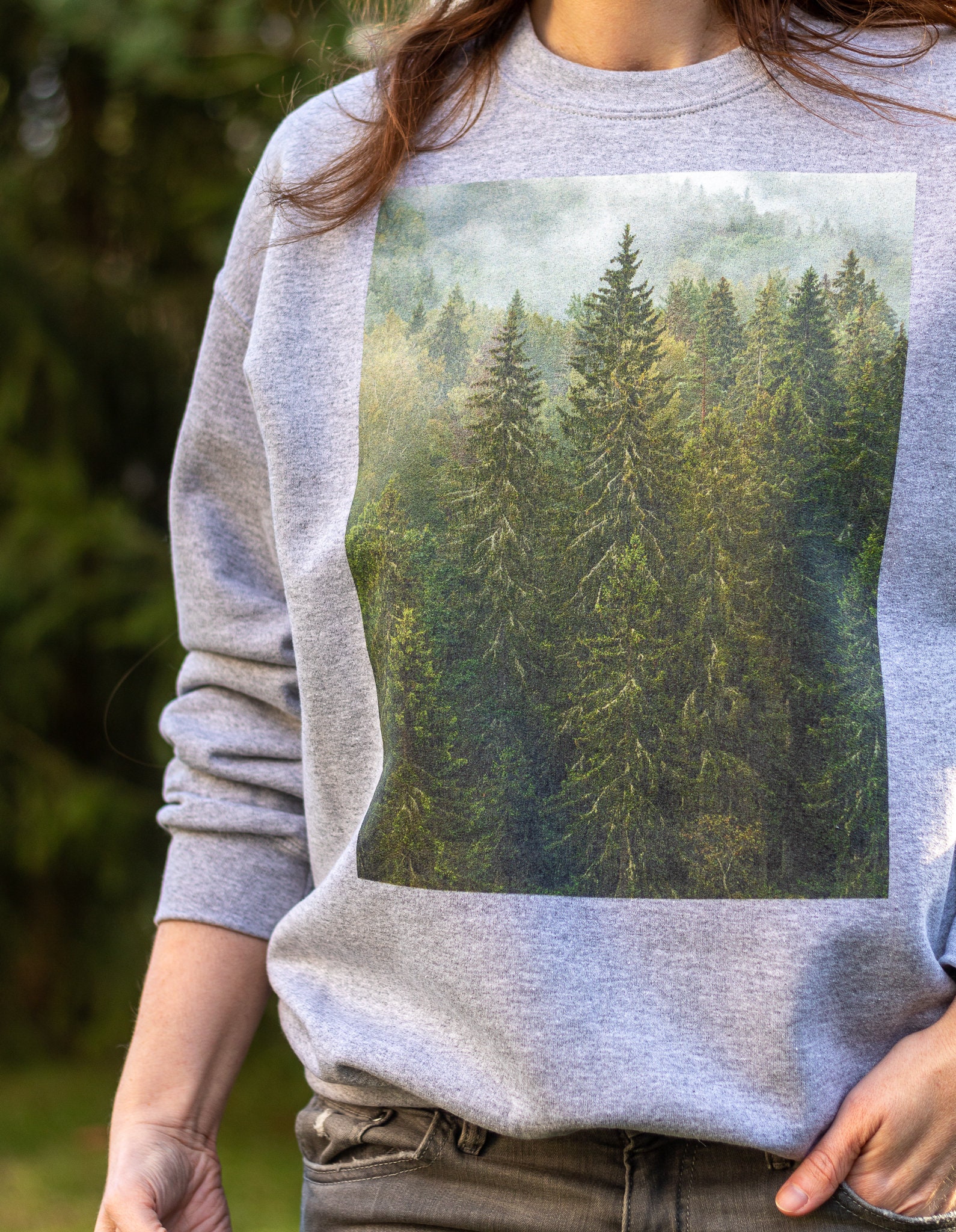 Unisex Forest Sweatshirt Forest Motif Hiking Sweatshirt Etsy