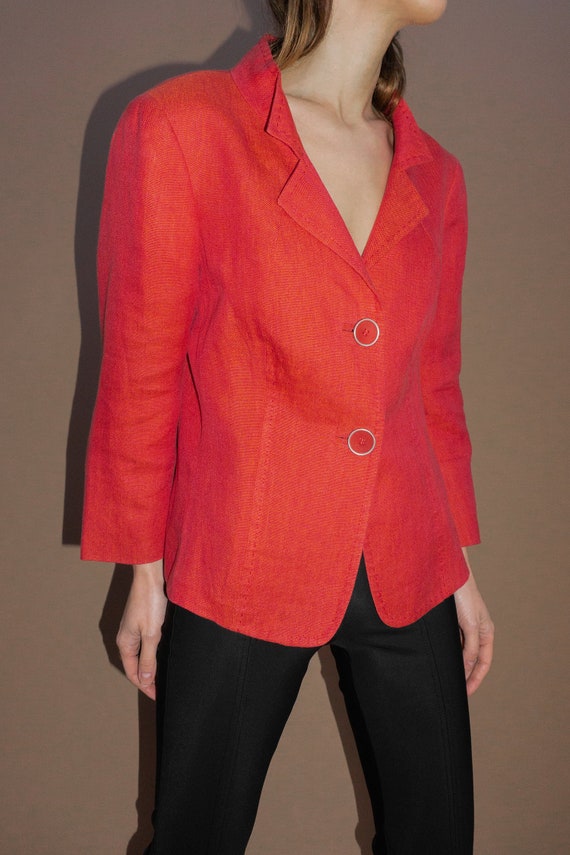 Vintage Max Mara Red Blazer Linen Jacket