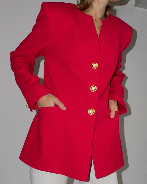 Gorgeous vintage bright pink 100% wool 60s blazer 