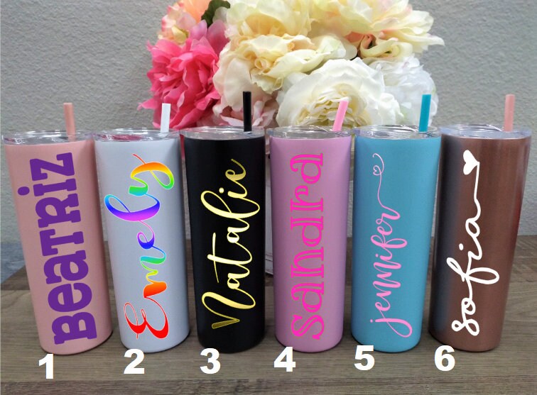 200z. Skinny Tall Tumblers With Straw Stainless Steel Etsy