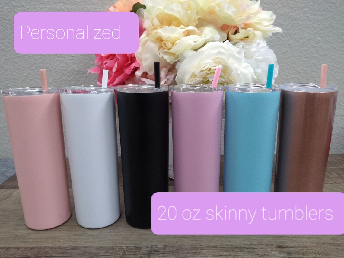 200z. Skinny Tall Tumblers With Straw Stainless Steel Etsy