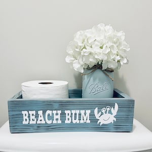 Coastal Crab Driftwood Toilet Paper Holder - Nautical Beach Bathroom Storage Box for Bath Decor