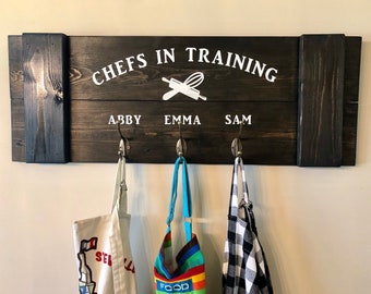 Personalized Apron Holder Wood Sign: Farmhouse Kitchen Decor