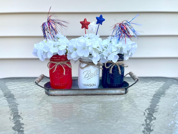 4th of July Table Decor, red, white & blue, USA decor, 4th of July party centerpiece, patriotic table decor, Memorial Day Party Decor