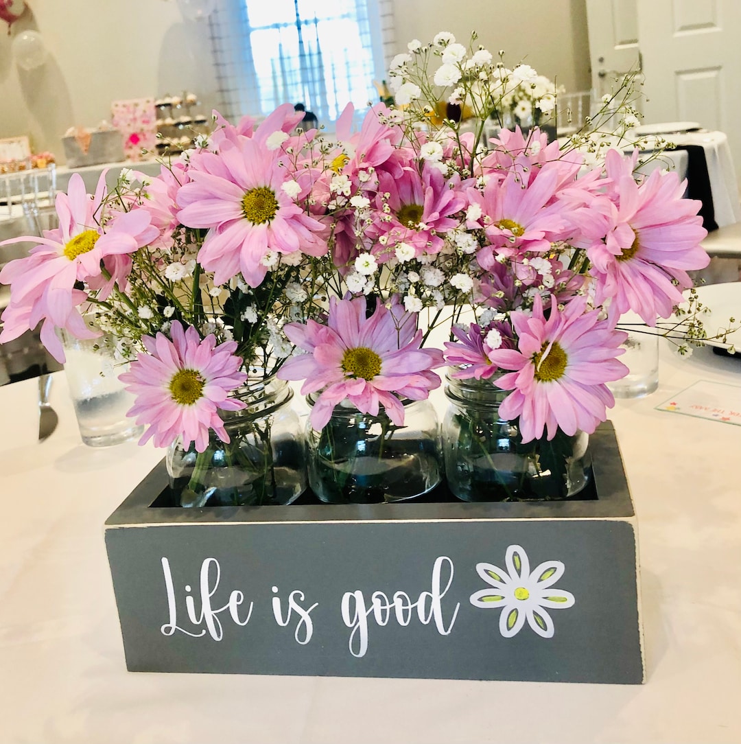 Baby Shower Centerpiece, Life is Good, Fresh Flower Centerpiece, Bridal