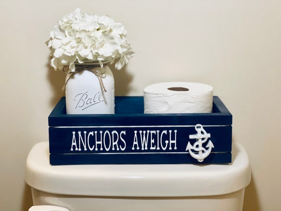 Nautical Anchor Toilet Paper Holder - Coastal Bathroom Storage Box for US Navy Boater Gift