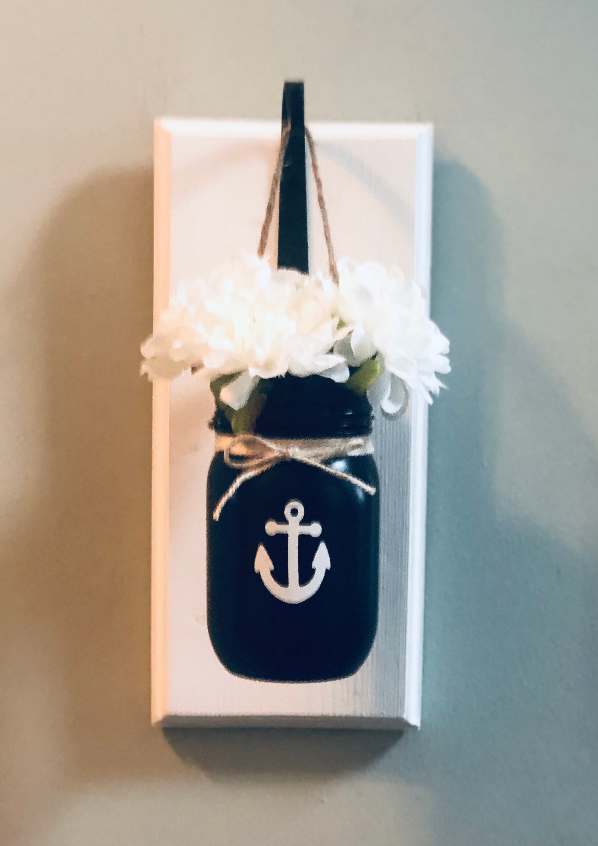 Nautical Nursery Decor, Mason Jar Wall Sconce, Nautical Sconce, Bath Wall Sconce, Coastal Wall