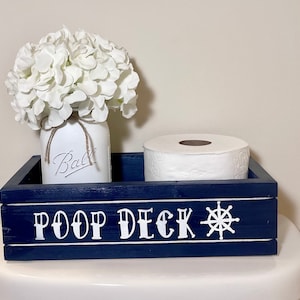 Coastal Bathroom Decor, Nautical Decor, Poop Deck Decor, Beach Decor, Nautical Bathroom Storage, Wood Toilet Box, Toilet Paper Holder
