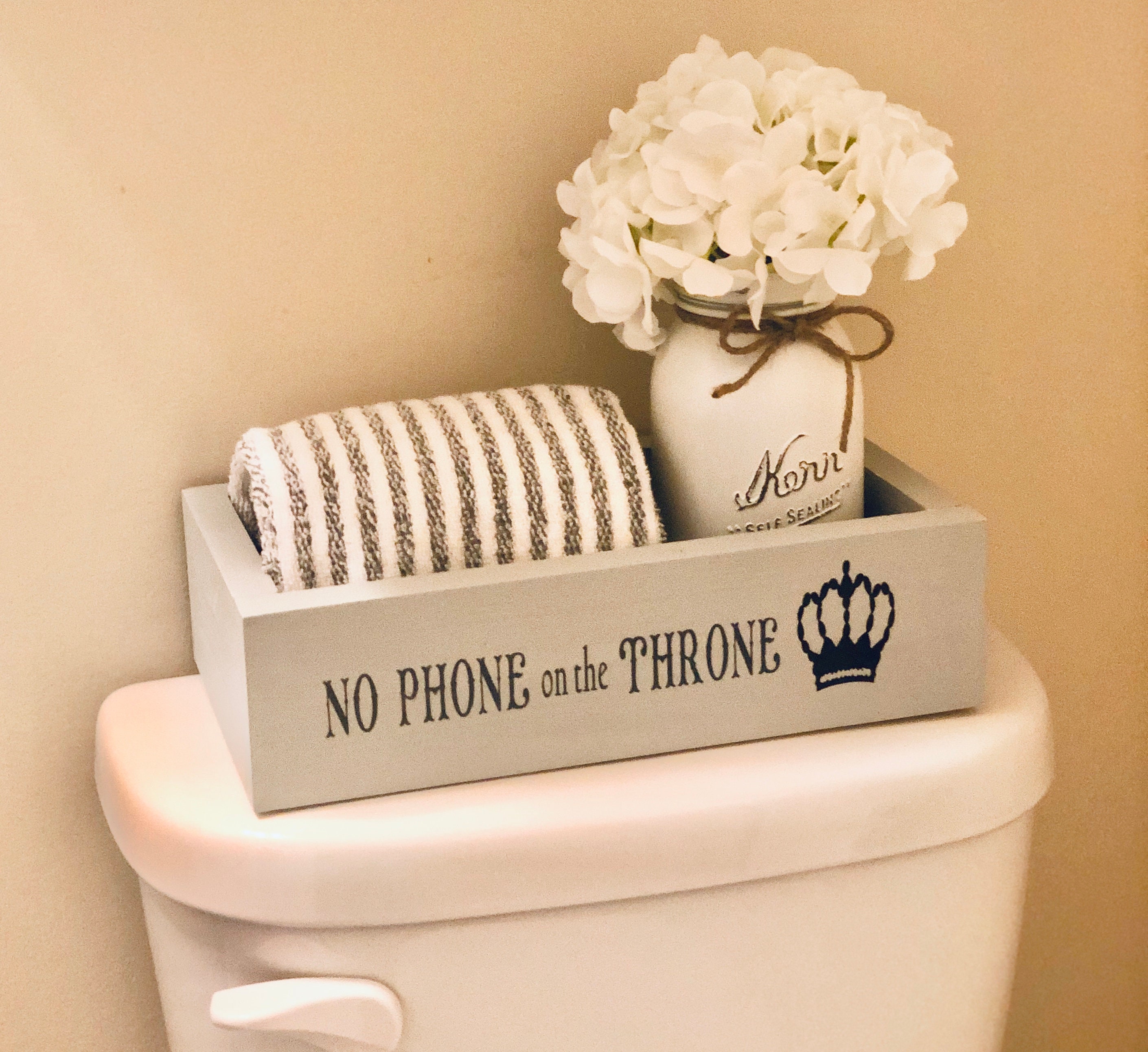 Wood Toilet Tank Box Powder Room Storage Pretty Bathroom Etsy