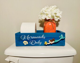 Mermaid-Themed Bathroom Decor: Coastal Toilet Paper Box for Girls, Kids, Beach Lovers & Little Mermaids