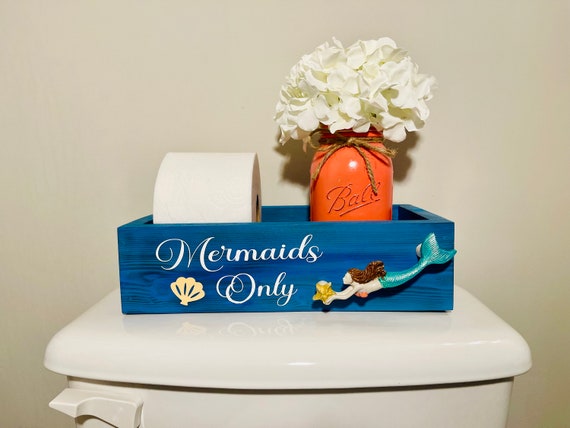 Mermaid Bathroom, Girls Bathroom Decor, Kid's Bathroom, Mermaid Gift for Her, Mermaids Only, Nice Tail, Little Mermaid, Coastal Bath, TP Box