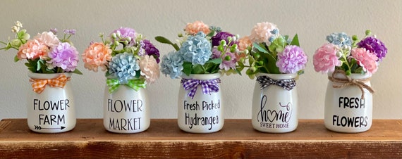 Spring Tiered Tray Decor, Floral Arrangement, Spring Mini Jar with Flowers, Shelf Sitter, Hydrangea Decor, Summer Tiered Tray, Spring Decor