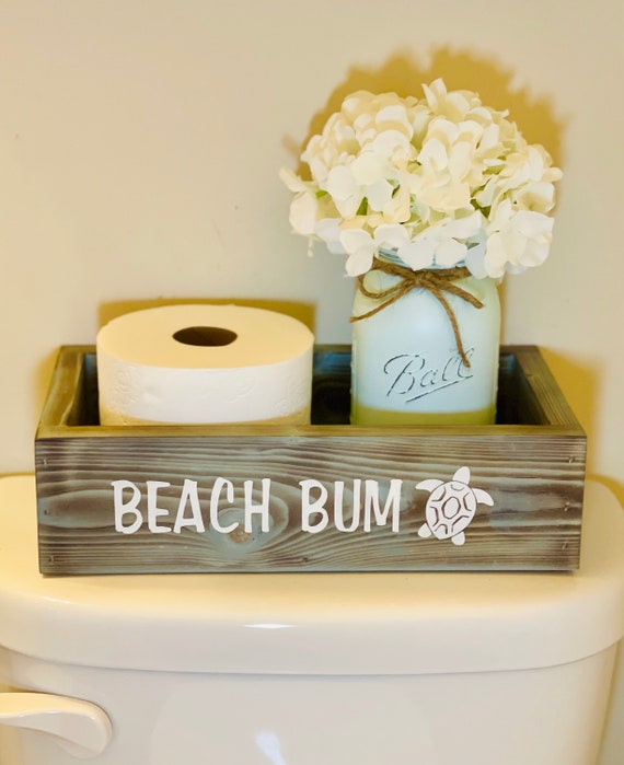 Coastal Toilet Paper Holder Box, Sea Turtle Bathroom Decor, Beach House Storage, Nautical Toilet Tank Topper, Beach Bum Decor