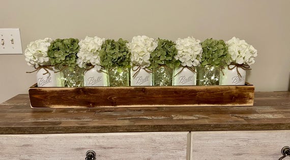 Floral Arrangement for Dining Table, Hydrangea Decor, Elegant Table Centerpiece, Spring Home Decor