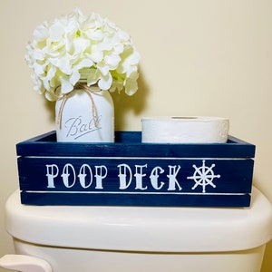 Nautical Toilet Paper Holder: Navy Bathroom Decor, Funny Poop Deck Box