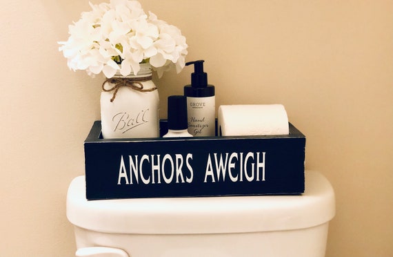 Coastal Bathroom Decor, Nautical Decor, Sailor Gift, Anchors Aweigh Decor, Anchor Home Decor, Nautical Bathroom Storage, Toilet Paper Holder