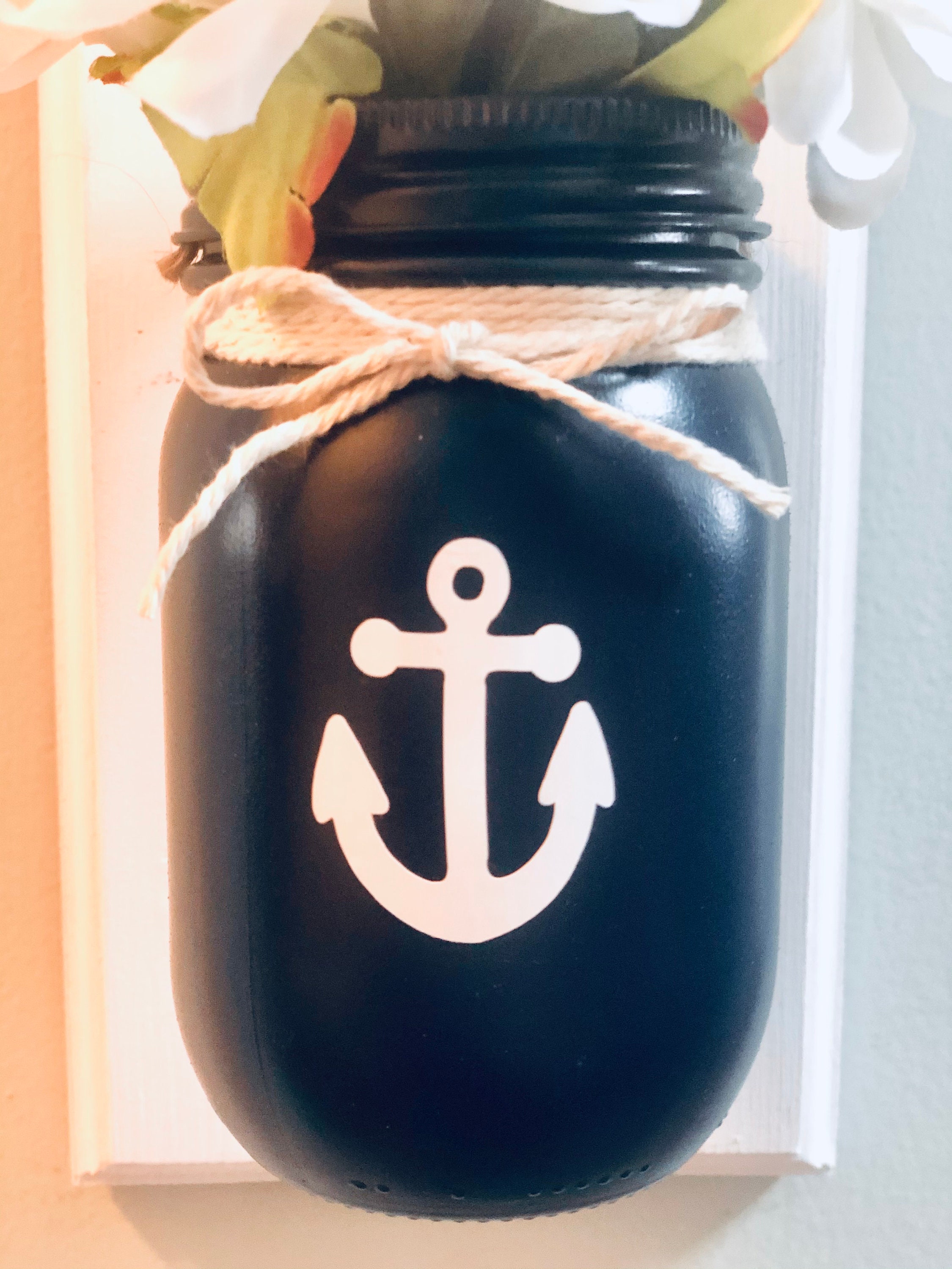 Nautical Mason Jar Wall Sconce, Nautical Sconce with Anchor, Bath Wall