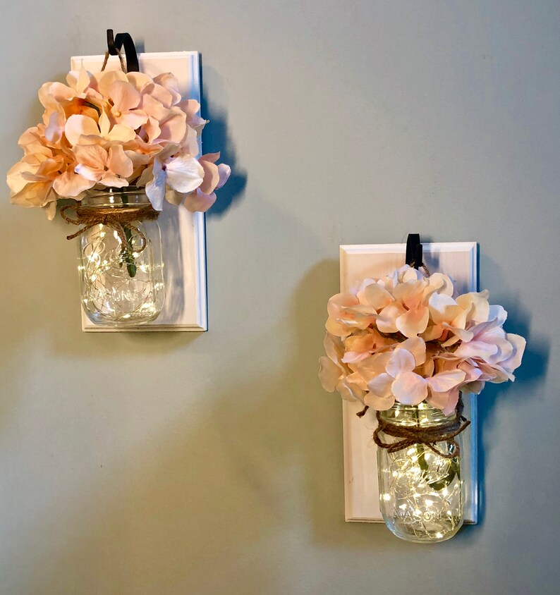 Mason Jar Lantern Wall Sconce Bedroom Wall Decor Mason Jar Etsy