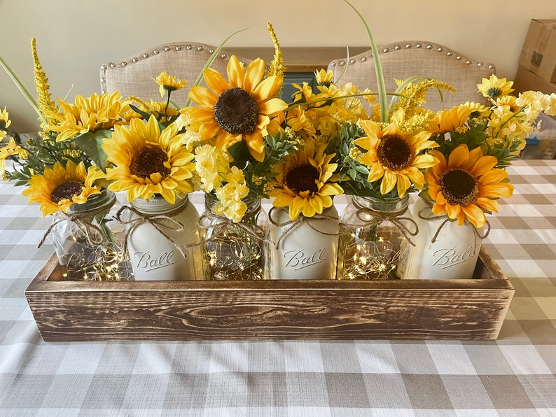 Sunflower Centerpiece Year Round Table Decor Wood Crate - Etsy