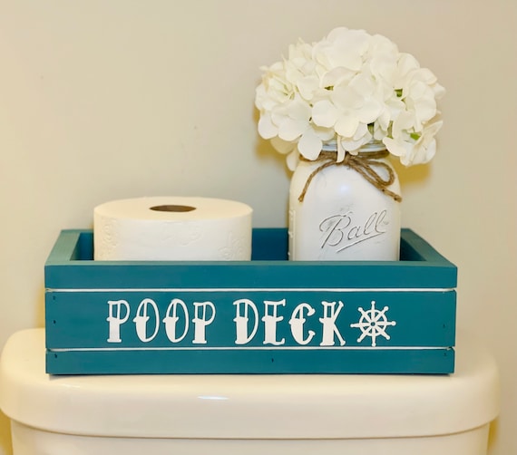 Coastal Bathroom Decor, Nautical Decor, Poop Deck Decor, Beach Decor, Nautical Bathroom Storage, Wood Toilet Box, Toilet Paper Holder