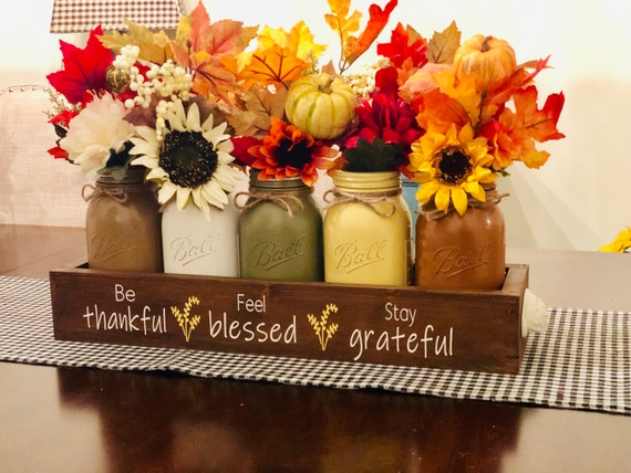 Fall Home Decor, Fall Decor, Fall Table Setting, Pumpkin Decor, Farmhouse Fall Decor, Farmhouse Fall Table Centerpiece, Thankful Blessed