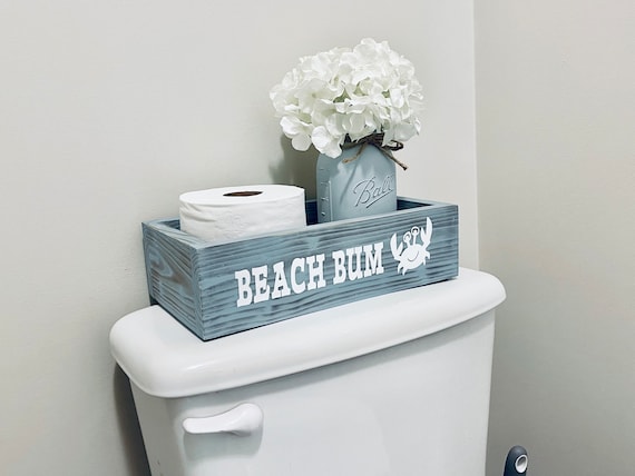 Coastal Crab Driftwood Toilet Paper Holder - Nautical Beach Bathroom Storage Box for Bath Decor
