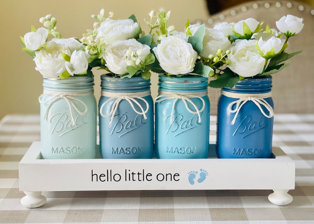 Baby Boy Shower Centerpiece, Baby Shower Decor, Boy Nursery Room Decor