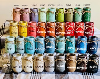 Mason Jars, Extra Mason Jars, Mason Jar Color Chart, Painted Mason Jar, Single Mason Jar, Farmhouse Distressed Mason Jar, Bulk Mason Jar