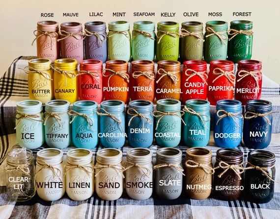 Mason Jars, Extra Mason Jars, Mason Jar Color Chart, Painted Mason Jar, Single Mason Jar, Farmhouse Distressed Mason Jar, Bulk Mason Jar