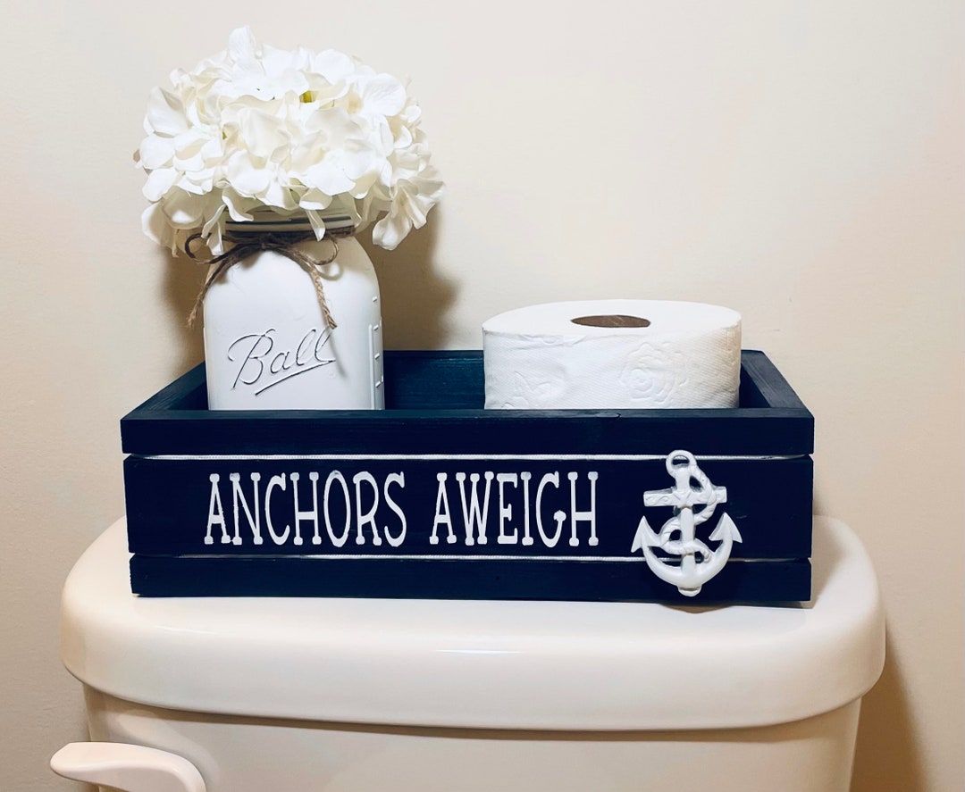 Coastal Bathroom Decor, Nautical Decor, Anchors Aweigh Decor, Beach
