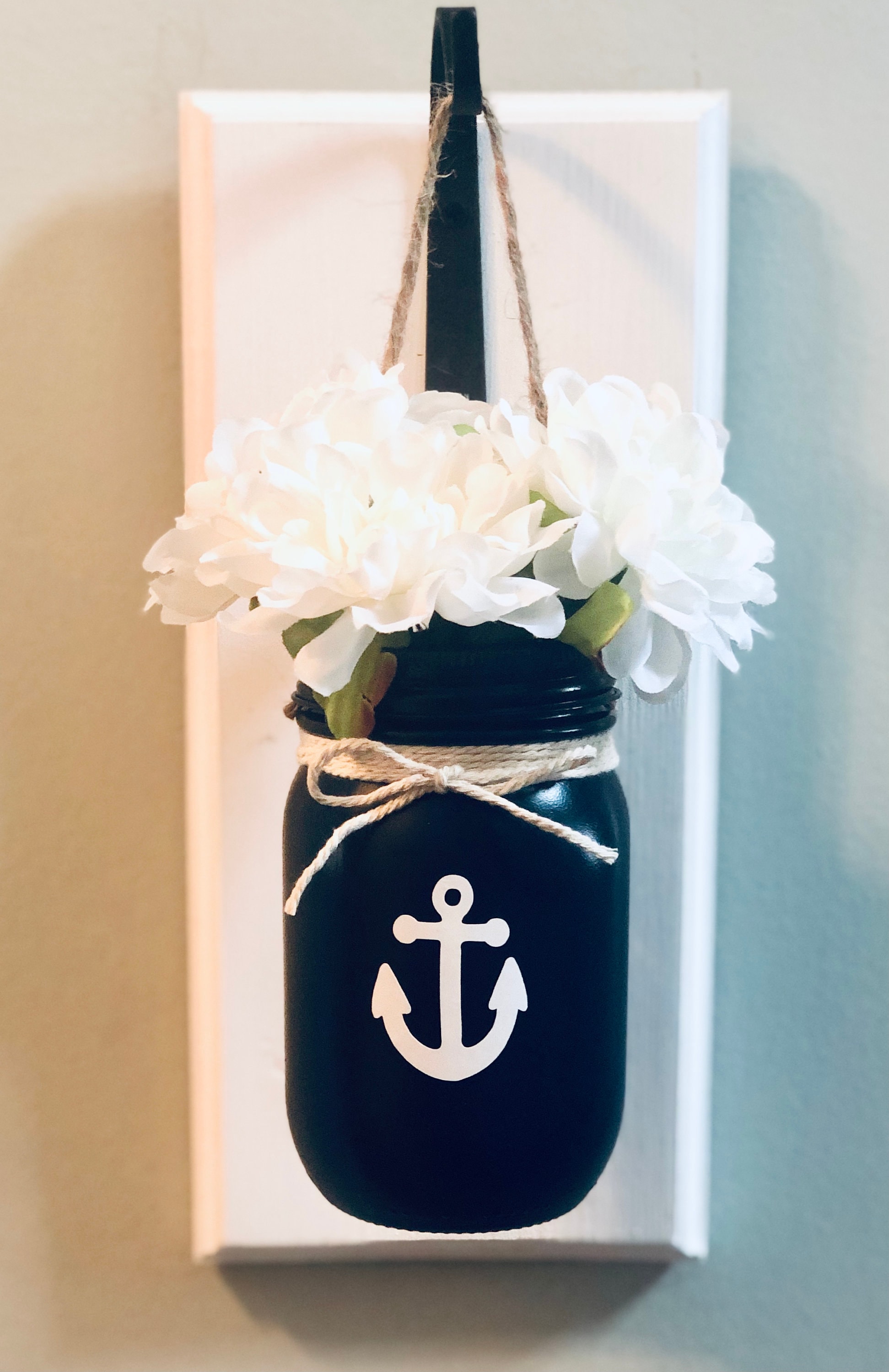 Nautical Mason Jar Wall Sconce, Nautical Sconce with Anchor, Bath Wall
