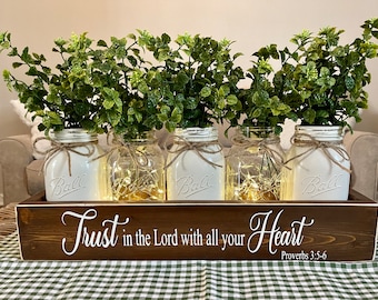 Proverbs 3:5-6 Farmhouse Decor - Faith-Based Home Centerpiece