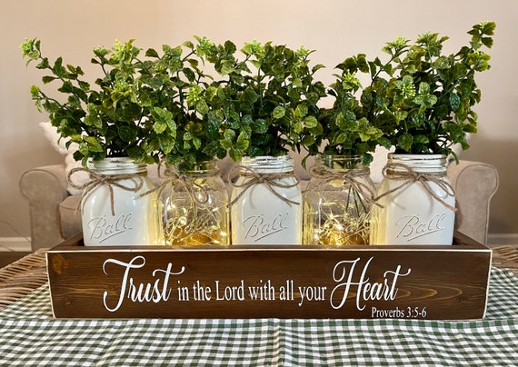 Proverbs 3:5-6 Farmhouse Decor - Faith-Based Home Centerpiece