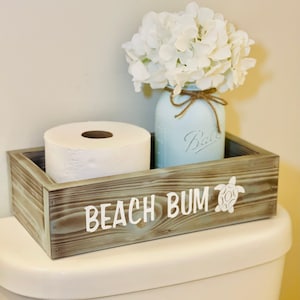 Coastal Driftwood Beach House Toilet Paper Holder and Storage Box