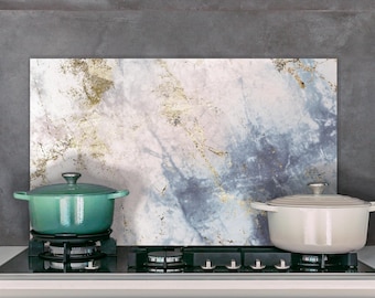 Pastel Marble Kitchen Backsplash Tempered Glass, Custom Size Splashboard, Luxury Kitchen Tile, Home decor, Mineral texture print