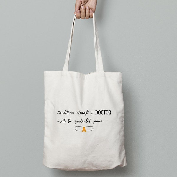 Almost A Doctor Tote Bag Medical Student Graduation Gift Cotton Grocery Bag Future Doctor Med College Student Present