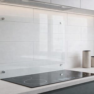 Сlear transparent gehärtetes Glas Küchen Backsplash - Hitze- und Kratzfestigkeit - Sondergrößen erhältlich