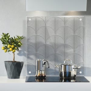 Transparente Glas Aufkantung, Vintage Muster Aufkantung, Küchendeko, Ofen Aufkantung, Designer Aufkantung