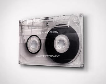 Life Has No Rewind - motiverende kunst aan de muur - kunstwerk van gehard glas - modern interieur