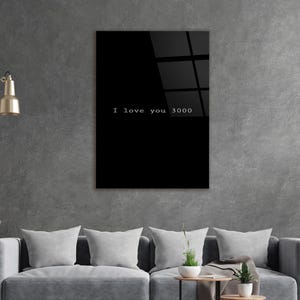 I Love You 3000 muurkunst - inspirerend citaat, print van gehard glas, Tony Stark citaat poster, romantisch cadeau, liefde citaat kunst, slaapkamerinrichting afbeelding 4