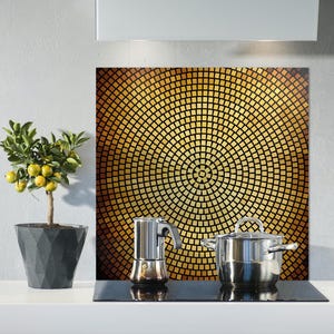 Gold gehärtetes Glas Backsplash - hitzebeständiger Splashback, leicht zu reinigen, Spüle / Herd / Kochfeld, Küchendekor
