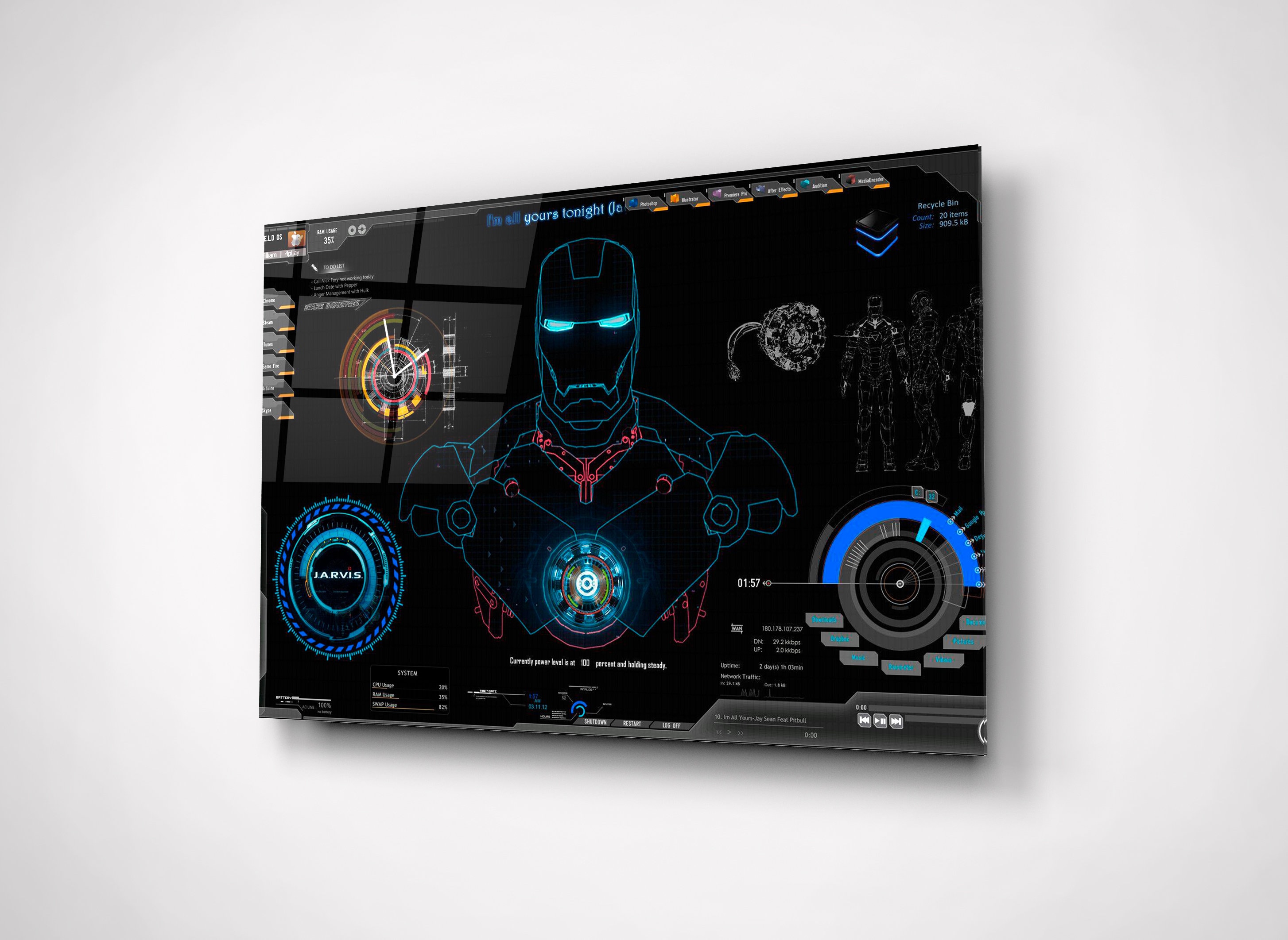 Iron Man Jarvis Tempered Glass Wall Art, Marvel Avengers Decor - Etsy
