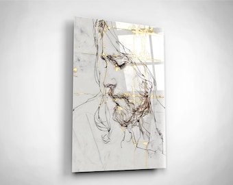 Jesus Wall Art Tempered Glass : Modern Christian Decor & Gift