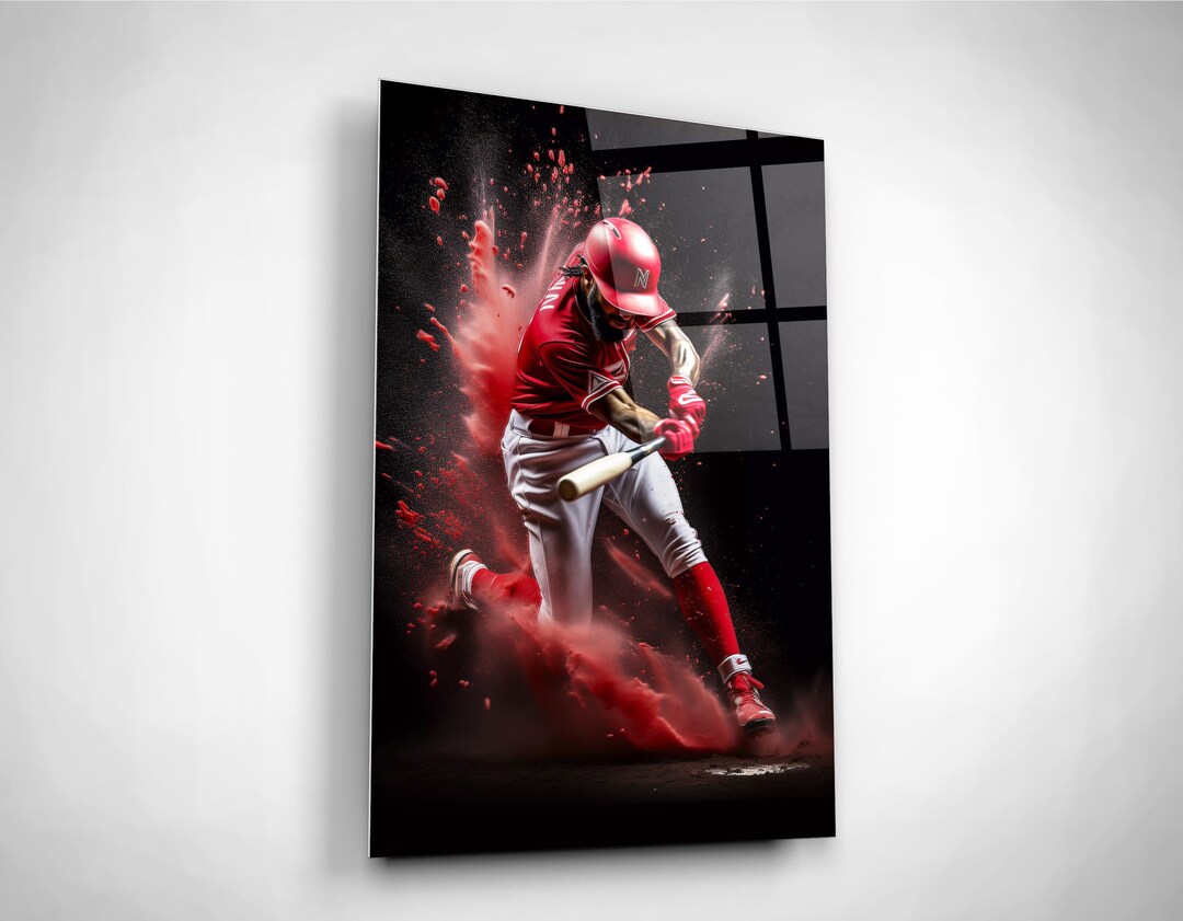 Baseball Player Wall Art Tempered Glass Poster Sport Wall Art Office